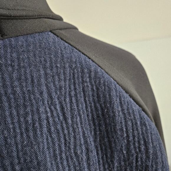 Garbe Luxe Jacket Womens Large Mixed Media Black Blue Snap Front Pockets Stretch - Picture 8 of 14